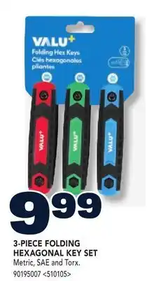 RONA 3-PIECE FOLDING HEXAGONAL KEY SET offer