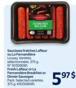 Walmart Fresh Lafleur or La Fernandière Breakfast or Dinner Sausages offer
