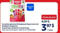 Walmart SuperJuice Organic Freezie Pop offer