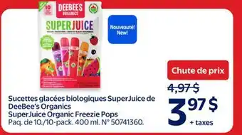 Walmart SuperJuice Organic Freezie Pop offer