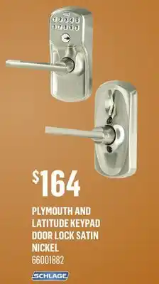 Canac Plymouth and Latitude Keypad Door Lock Satin Nickel offer
