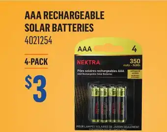 Canac AAA Rechargeable Solar Batteries offer