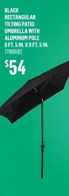 Canac Black Rectangular Tilting Patio Umbrella with Aluminum Pole 6 ft. 5 in. x 9 ft. 5 in offer