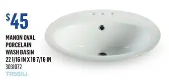 Canac Manon Oval Porcelain Wash Basin 22 1/16 in x 18 7/16 in offer