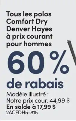 L'équipeur Tous les polos Comfort Dry Denver Hayes à prix courant pour hommes offer