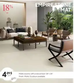 Deco Surfaces Matte ceramic with a natural look offer