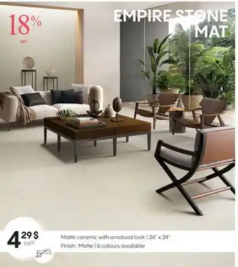 Deco Surfaces Matte ceramic with a natural look offer