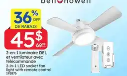Rossy 2-in-1 LED socket fan light with remote control offer