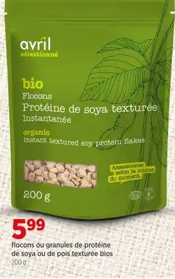 Avril flocons ou granules de protéine de soya ou de pois texturée bios offer