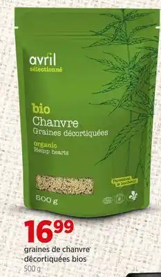 Avril graines de chanvre décortiquées bios offer