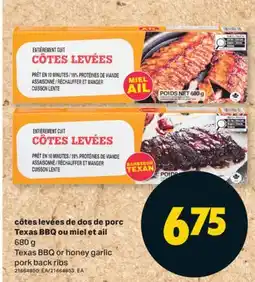 L'Intermarché CÔTES LEVÉES DE DOS DE PORC TEXAS BBQ OU MIEL ET AIL, 680 G offer