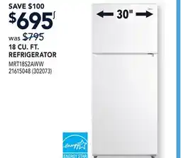 RONA MIDEA 18 CU. FT. REFRIGERATOR offer