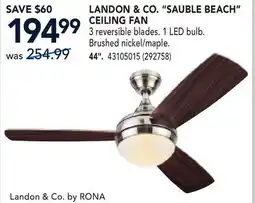 RONA LANDON & CO. SAUBLE BEACH CEILING FAN offer