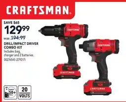 RONA CRAFTSMAN DRILL/IMPACT DRIVER COMBO KIT offer