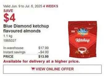 Costco Blue diamond ketchup flavoured almonds offer