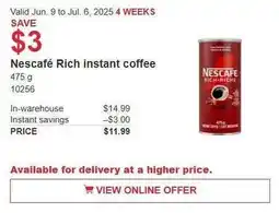 Costco Nescafé rich instant coffee offer