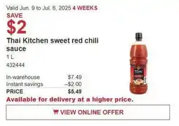 Costco Thai kitchen sweet red chili sauce offer