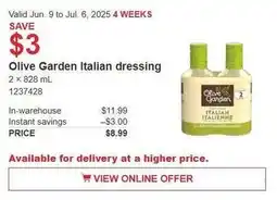 Costco Olive garden italian dressing offer