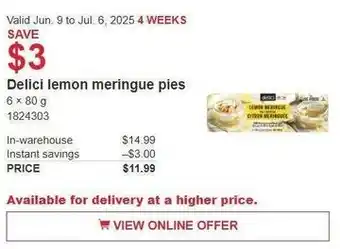 Costco Delici lemon meringue pies offer