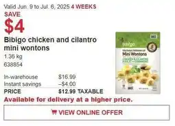 Costco Bibigo chicken and cilantro mini wontons offer