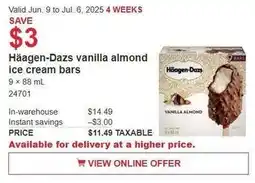 Costco Häagen-dazs vanilla almond ice cream bars offer