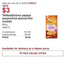 Costco Thinaddictives papaya passionfruit almond thin cookies offer