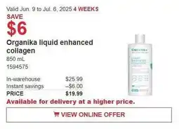 Costco Organika liquid enhanced collagen offer