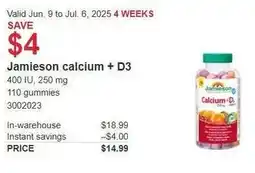Costco Jamieson calcium + D3 offer