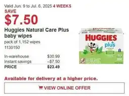 Costco Huggies natural care plus baby wipes offer