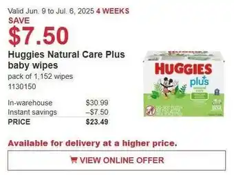 Costco Huggies natural care plus baby wipes offer