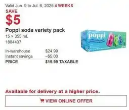 Costco Poppi soda variety pack offer