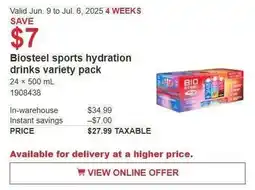 Costco Biosteel sports hydration drinks variety pack offer