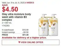 Costco Olay ultra moisture body wash with vitamin B3 complex offer