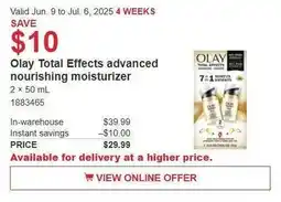 Costco Olay total effects advanced nourishing moisturizer offer