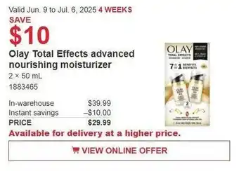 Costco Olay total effects advanced nourishing moisturizer offer