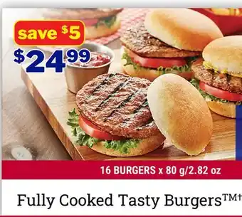 M & M Food Market Fully Cooked Tasty Burgers † offer