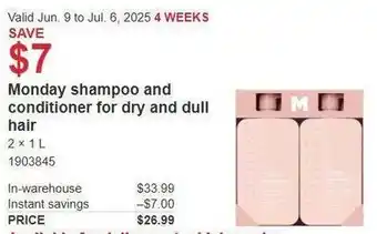 Costco Monday shampoo and conditioner for dry and dull offer