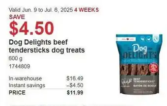 Costco Dog Delights beef tendersticks dog treats offer