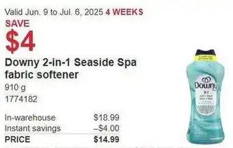 Costco Downy 2-in-1 Seaside Spa fabric softener offer