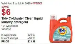 Costco Tide Coldwater Clean liquid laundry detergent offer
