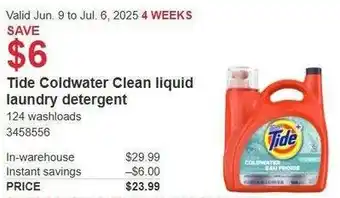 Costco Tide Coldwater Clean liquid laundry detergent offer