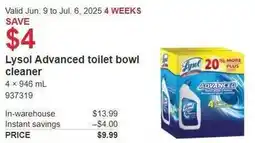 Costco Lysol Advanced toilet bowl cleaner offer