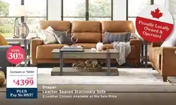 La Z Boy Draper Leather Seated Stationary Sofa offer