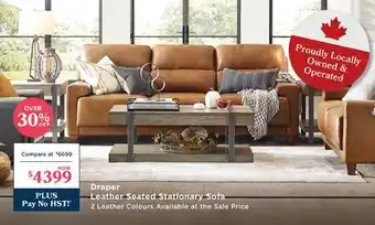 La Z Boy Draper Leather Seated Stationary Sofa offer