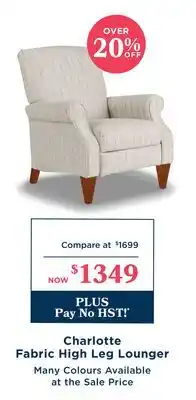 La Z Boy Charlotte Fabric High Leg Lounger offer