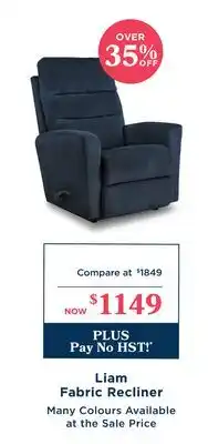 La Z Boy Liam Fabric Recliner offer