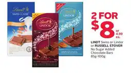 Rexall LINDT Swiss or Lindor or RUSSELL STOVER No Sugar Added Chocolate Bars offer