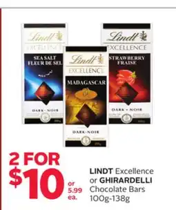 Rexall LINDT Excellence or GHIRARDELLI Chocolate Bars offer