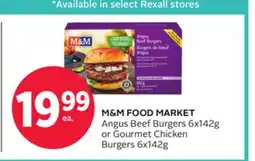 Rexall M&M FOOD MARKET Angus Beef Burgers 6x142g or Gourmet Chicken Burgers 6x142g offer
