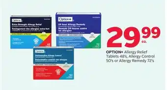 Rexall OPTION + Allergy Relief Tablets 48' s, Allergy Control 50' s or Allergy Remedy 72' s offer